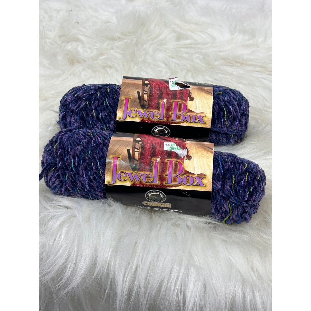 Caron Jewel Box Yarn Purple Multi Medium Weight 4 Fashion Yarn 2 Skeins 200yds